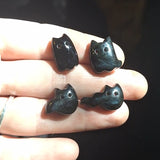 Skelekitty Ghost Kitty Pendants: Blue Velvet Obsidian