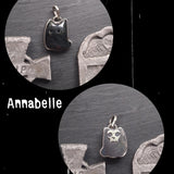 Skelekitty Ghost Kitty Pendants: Blue Velvet Obsidian