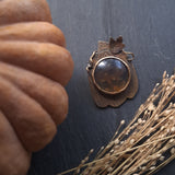 Brass Haunted Great Pumpkin Pendant: Traditional Grin